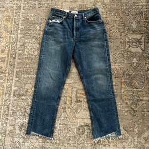 NWT Agolde Riley High Rise Straight Crop Jeans Distressed